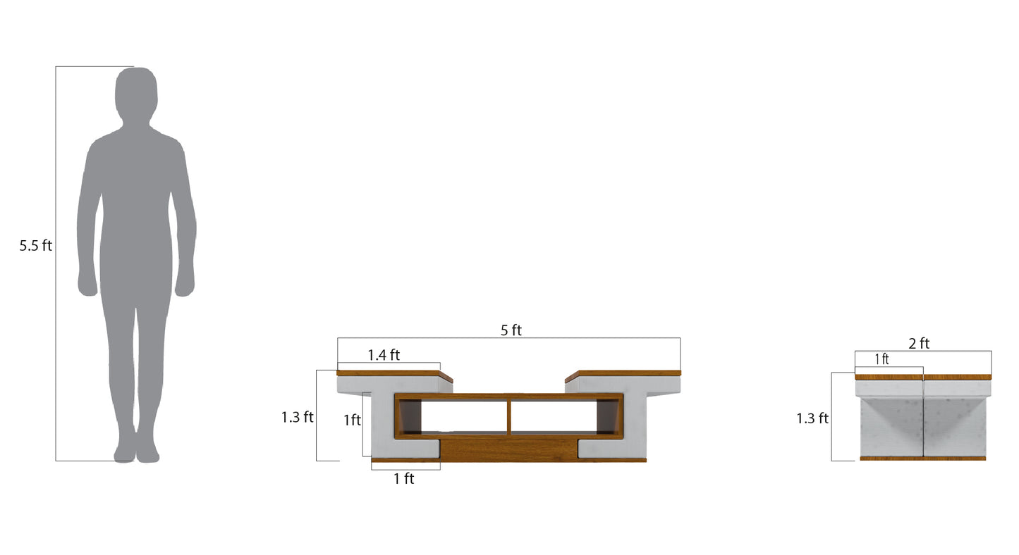 Puzzle Perch Space- Saving Coffee Table with 4 Tuck- Away Ottoman Stools