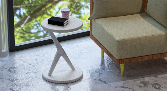 Slimline Chic Round Solid Wood Coffee Table in Rustic White Finish