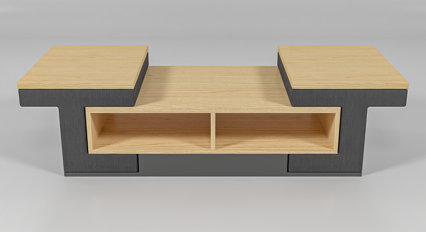 Puzzle Perch Space- Saving Coffee Table with 4 Tuck- Away Ottoman Stools